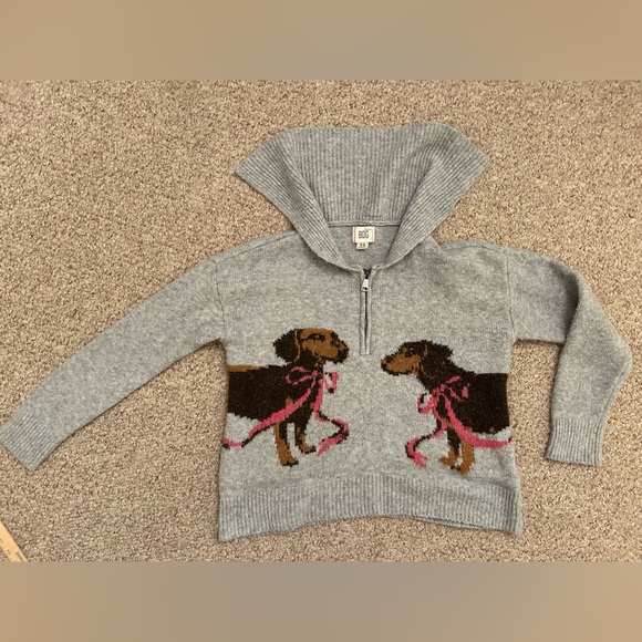 Urban Outfitters Quarter Zip Grey Dogs Print Sweater size M - Picture 8 of 11